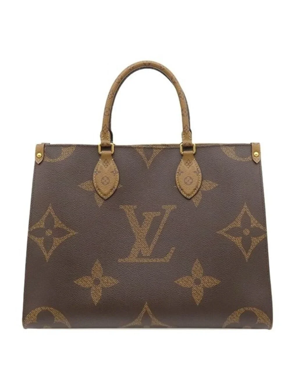 Louis Vuitton Tote On The Go MM Monogram Canvas Reverse Gold Brown Handbag